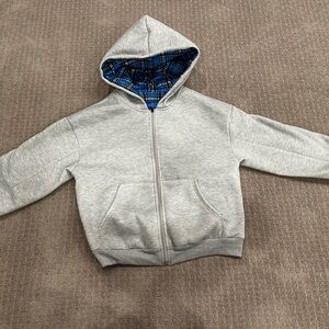 Reversible blue plaid hoodie